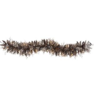 Frosted Pinecone Holiday Garland with Lights